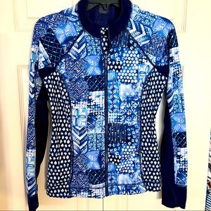 Tommy Bahama island Patchwork Zip Jacket , EUC, Size XS